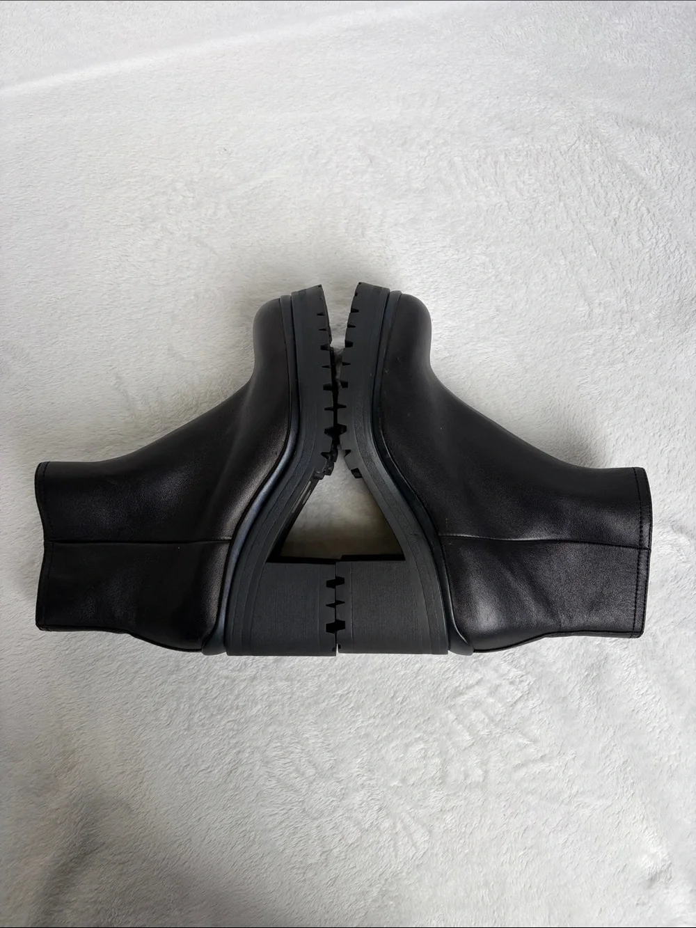 NWOB Jeffrey Campbell Black Leather Tracker Block Heel Ankle Boots Size 10